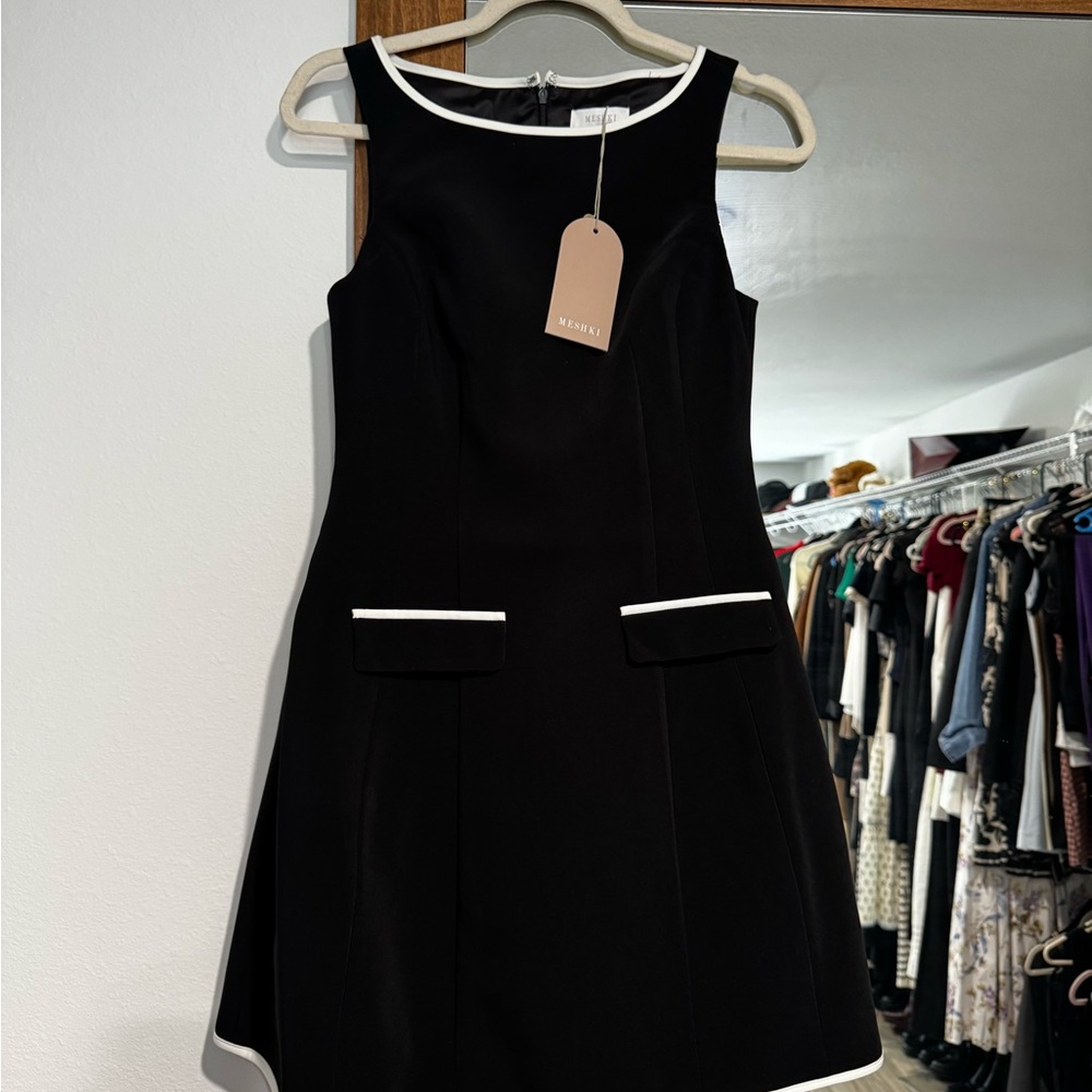 Meshki Evanna Suiting Mini Dress NWT (black and white)